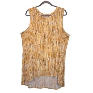 LOGO Layers Gold Patterned Sleeveless High-Low Tunic Top Plus Size 1X